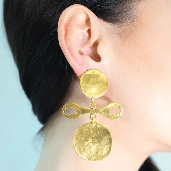 Kenneth Jay Lane Satin Gold Coin Drop Earring