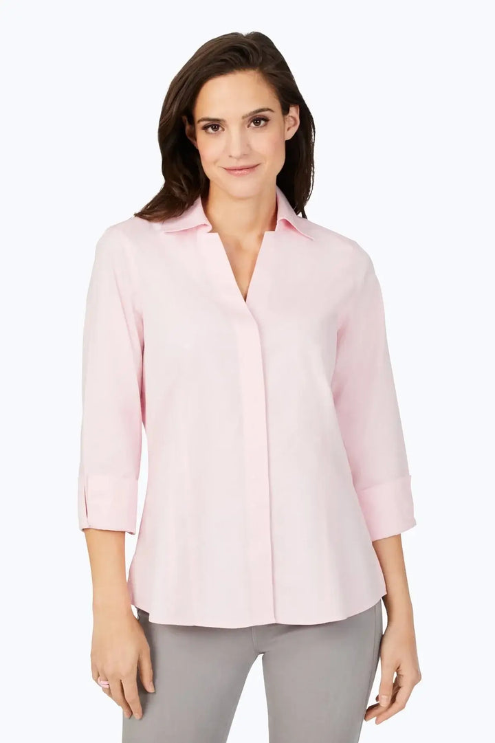 Foxcroft Taylor Blouse in Chambray - Mildred Hoit