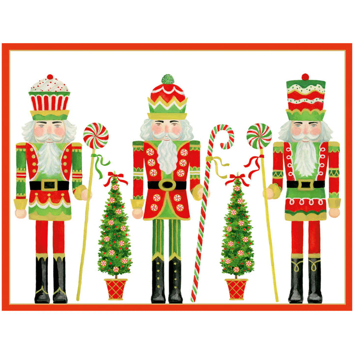 Caspari Row Of Nutcrackers Classic Boxed Christmas Cards - Mildred Hoit