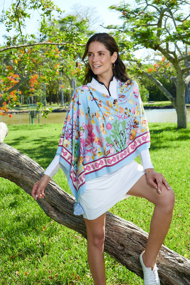 Blue Sealife Topper available at Mildred Hoit in Palm Beach.