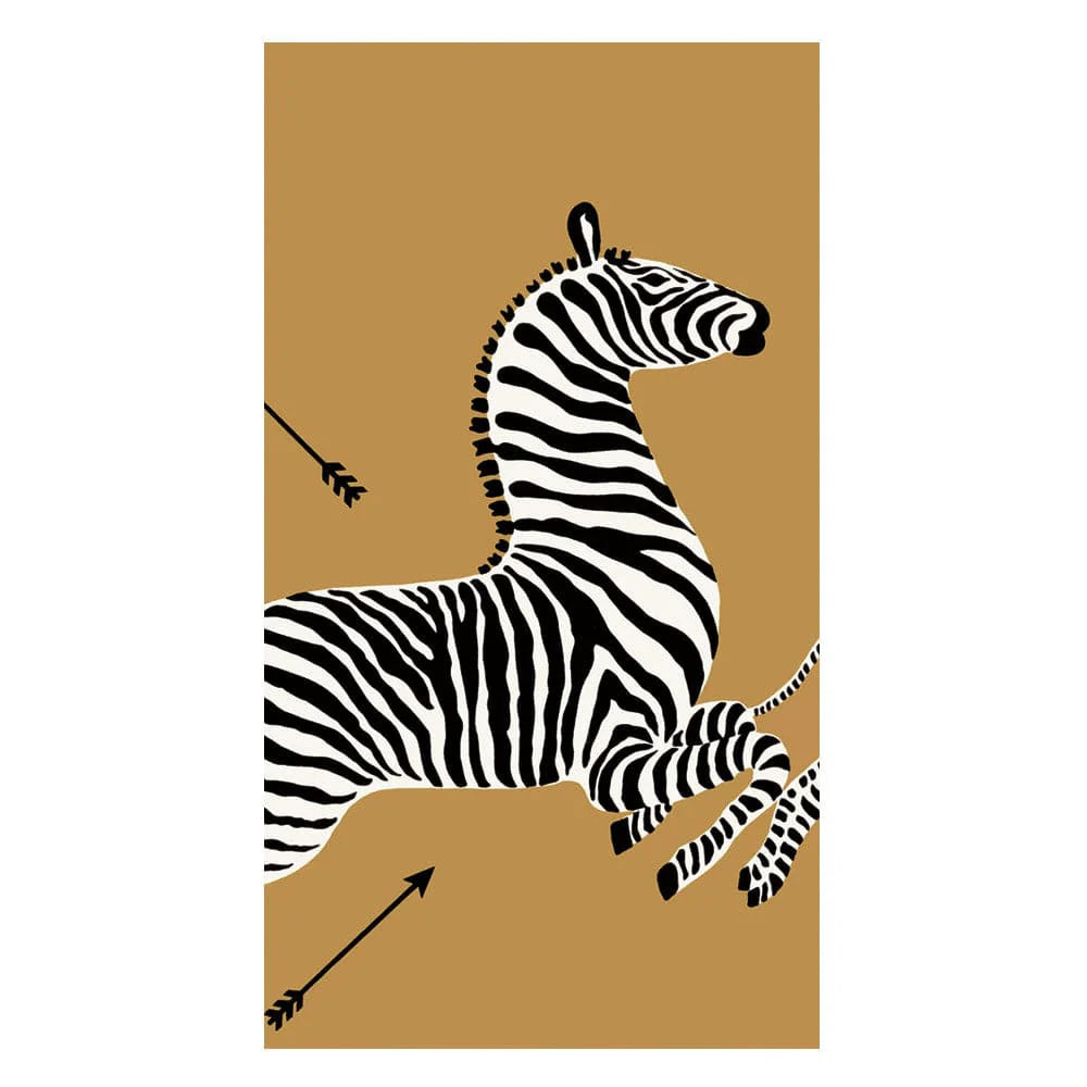 Caspari Zebras Gold Guest Towel Napkins- 2 Pack
