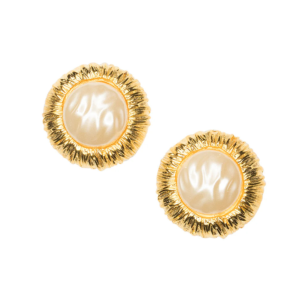 Kenneth Jay Lane Pearl Button Clip Earring