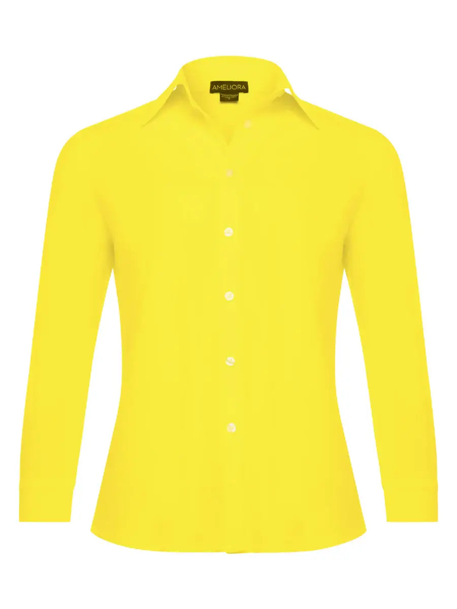 Diane Shirt in Lemon available at Mildred Hoit in Palm Beach.