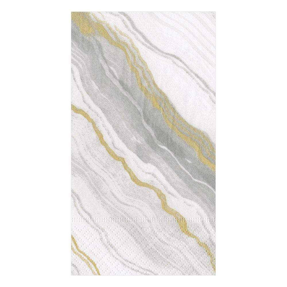 Caspari Marble Paper Guest Towel Napkins in Grey- 2 Pack - Mildred Hoit