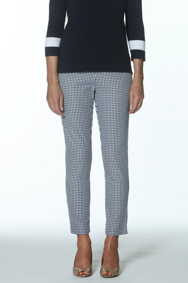 J'Envie Navy and White Gingham Pants available at Mildred Hoit in Palm Beach.