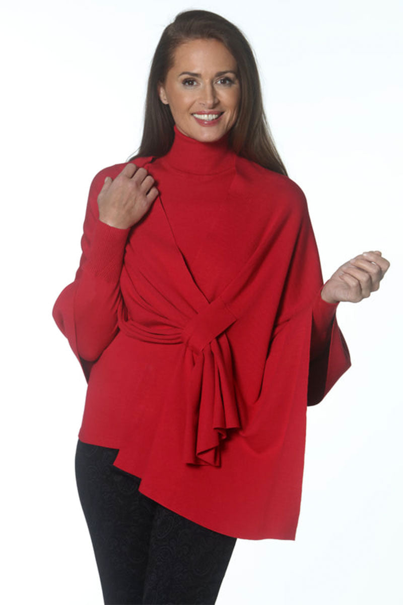 Knit Shawl in Red - Mildred Hoit