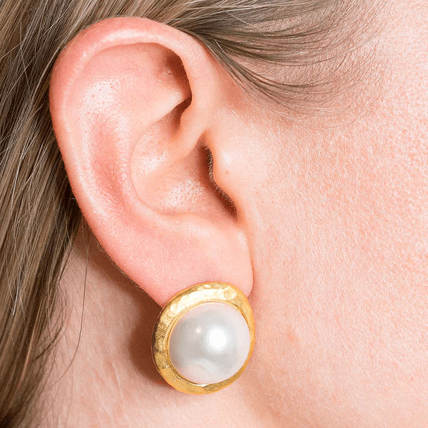 Kenneth Jay Lane Satin Gold Button Pierced Earring - Mildred Hoit