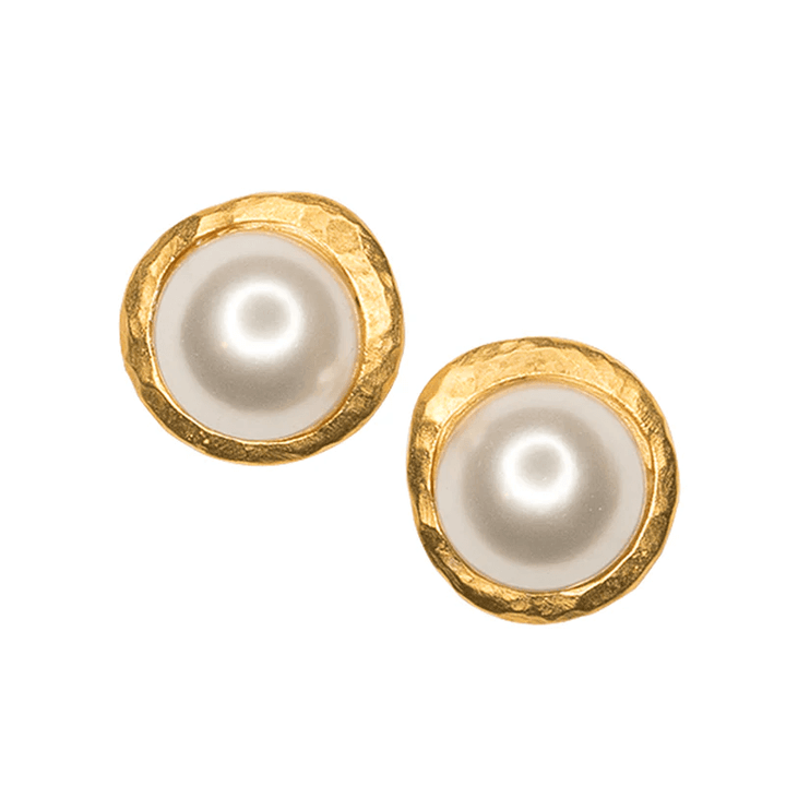 Kenneth Jay Lane Satin Gold Button Pierced Earring - Mildred Hoit