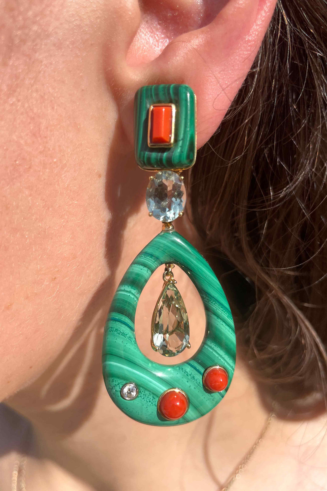 Malachite Green Amethyst Drop Earrings - Mildred Hoit