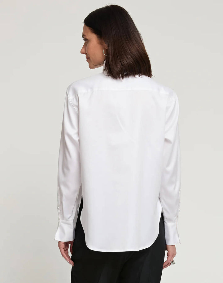 Hinson Wu Halsey Satin Cotton Shirt in Cloud - Mildred Hoit