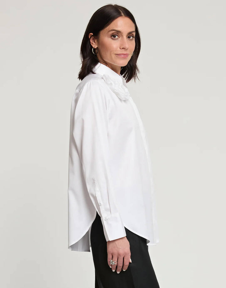 Hinson Wu Halsey Satin Cotton Shirt in Cloud - Mildred Hoit