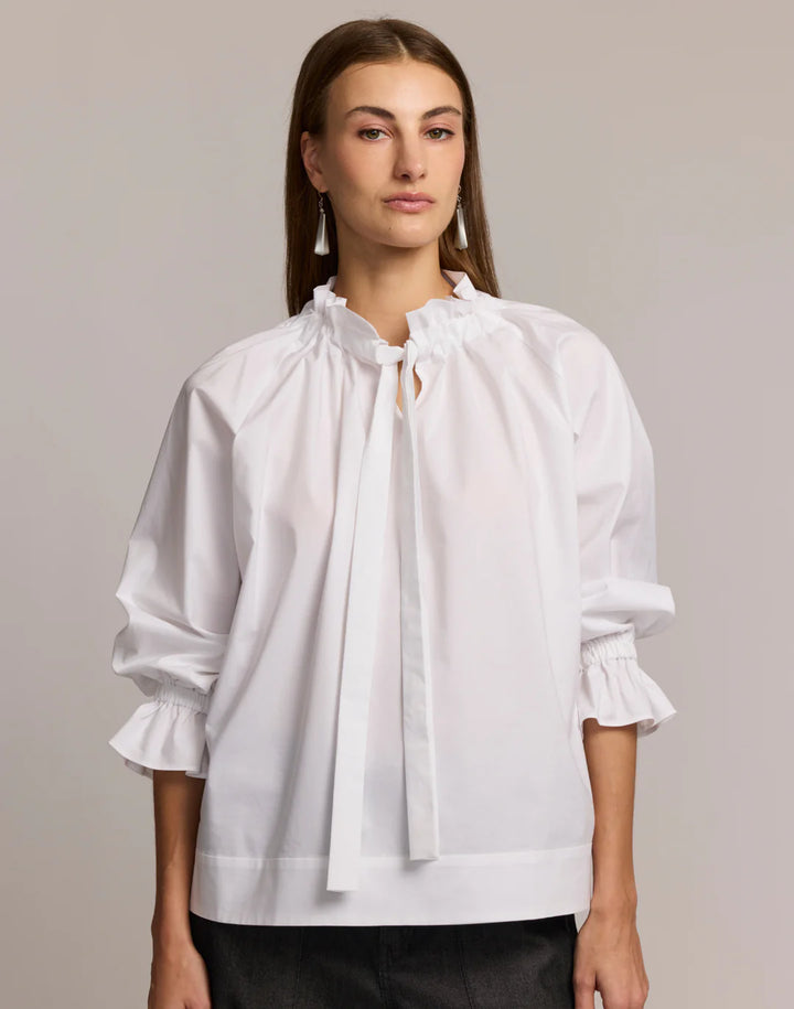 Alina Long Sleeve Shirt in White - Mildred Hoit