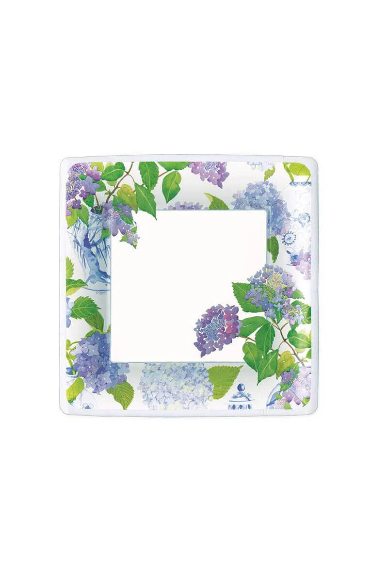 Caspari Hydrangea Square Paper Salad Plate - Mildred Hoit