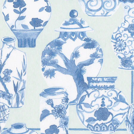 Caspari Glazed Porcelain Celadon Paper Linen Cocktail Napkins- 2 Pack - Mildred Hoit