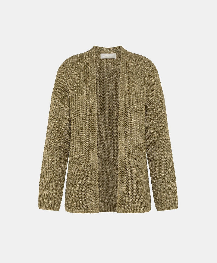 Momoni Aiwe Cardigan in Corn Cob Stitch Verde - Mildred Hoit