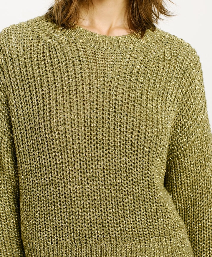 Momoni Edulis Sweater in Cob Stitch in Verde - Mildred Hoit