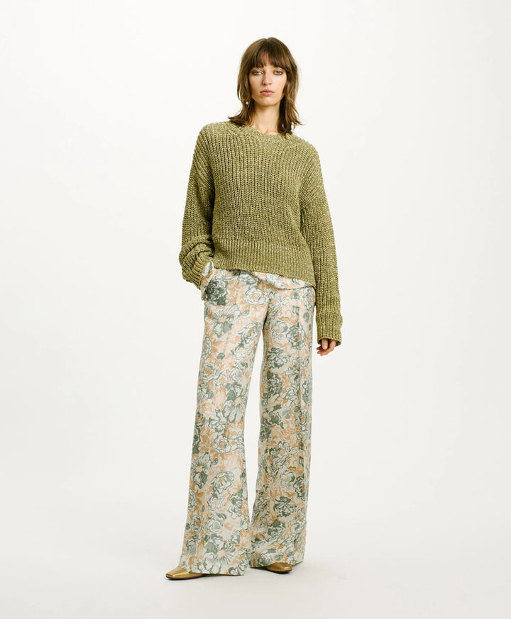 Momoni Edulis Sweater in Cob Stitch in Verde - Mildred Hoit