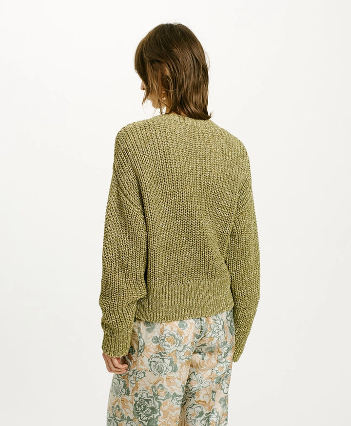 Momoni Edulis Sweater in Cob Stitch in Verde - Mildred Hoit