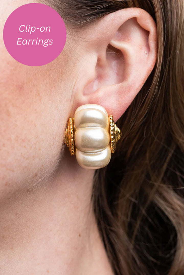 Kenneth Jay Lane Cultura Pearl Shrimp Clip Earrings - Mildred Hoit