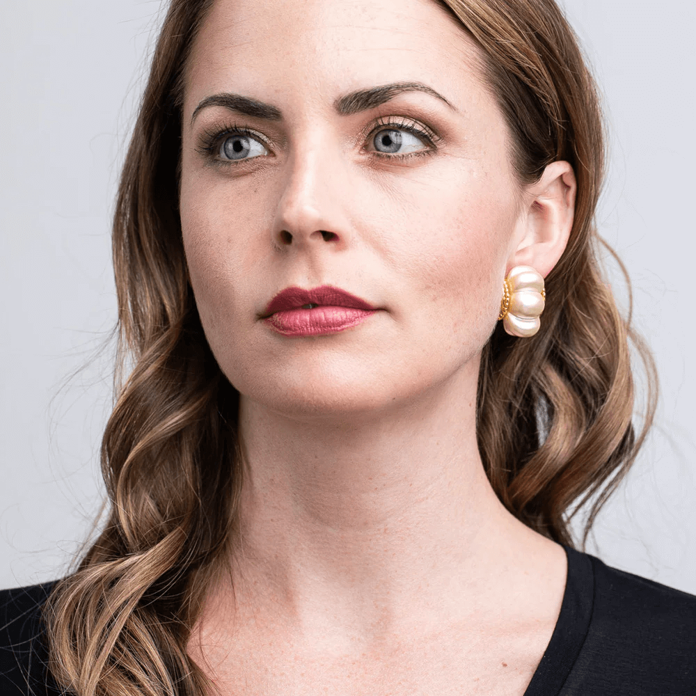 Kenneth Jay Lane Cultura Pearl Shrimp Clip Earrings - Mildred Hoit