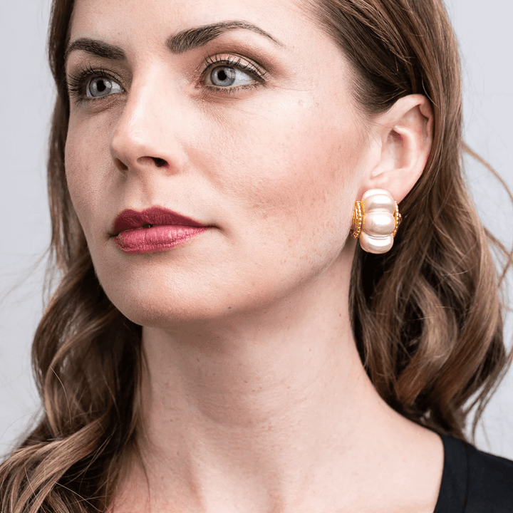 Kenneth Jay Lane Cultura Pearl Shrimp Clip Earrings - Mildred Hoit
