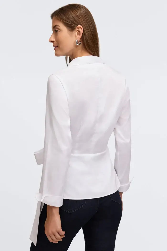 Foxcroft Salina Long Sleeve Blouse in White - Mildred Hoit