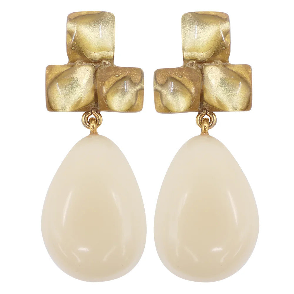 Messina Earrings in Ivory and Gold