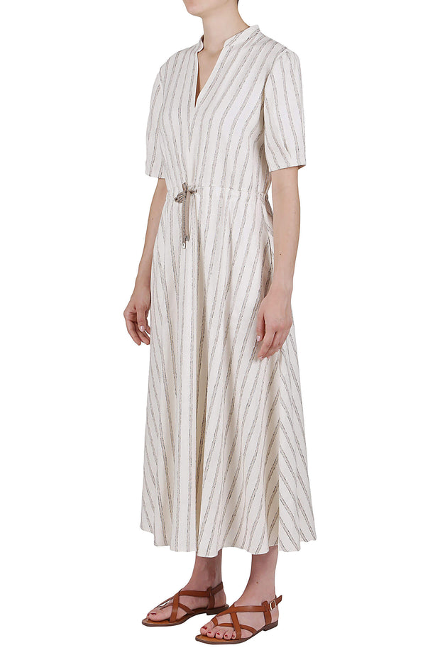 Purotatto Striped Drawstring Dress available at Mildred Hoit in Palm Beach.