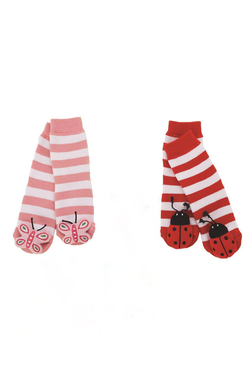 Bugs Life Insect Footsie Rattle Socks Ladybug & Butterfly Set