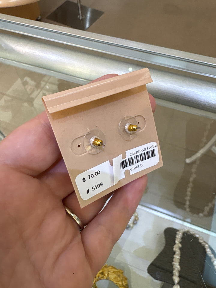 Kenneth Jay Lane Polished Gold Shell Pierced Earring - Mildred Hoit