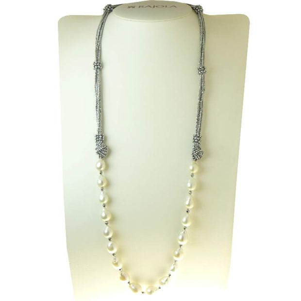 Silver Hematite and Pearl Necklace available at Mildred Hoit in Palm Beach.