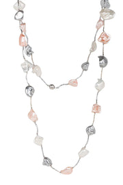 Trikon Necklace - White and Pink Pearl Necklace