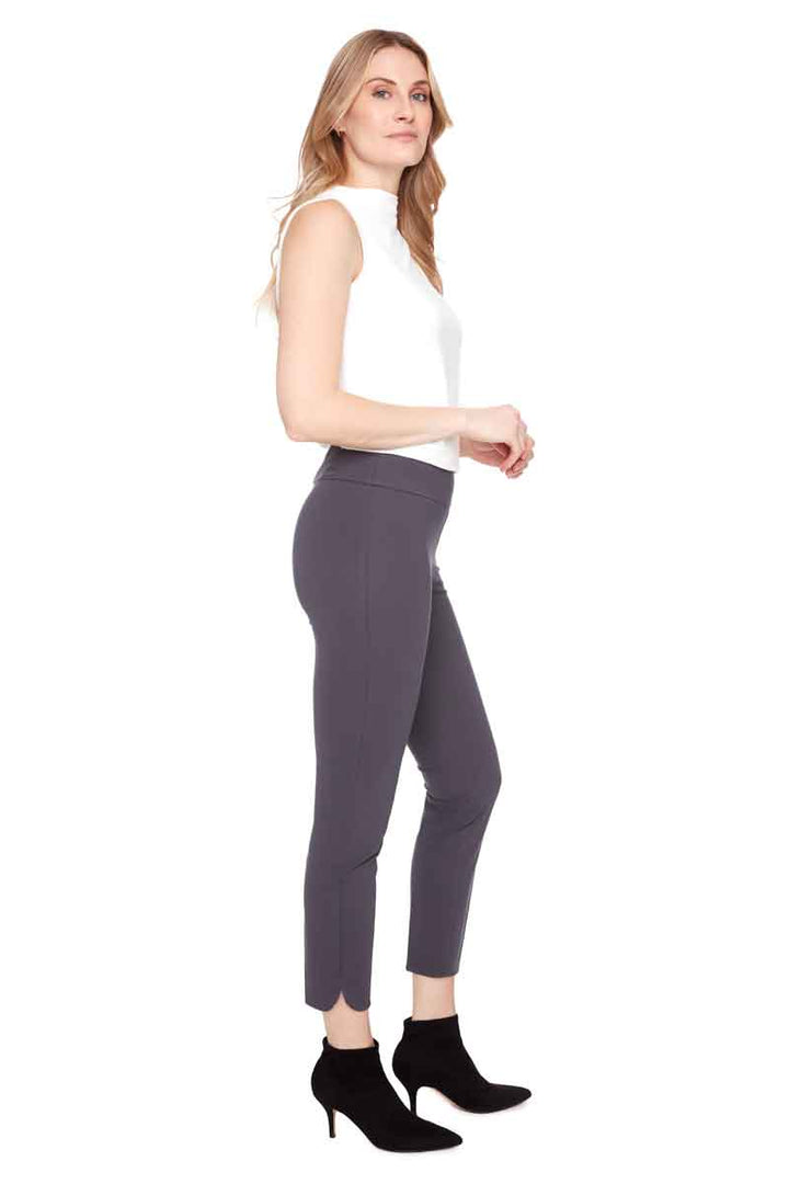 Up! Solid Petal-Slit Compression Ankle Pant in Slate - Mildred Hoit