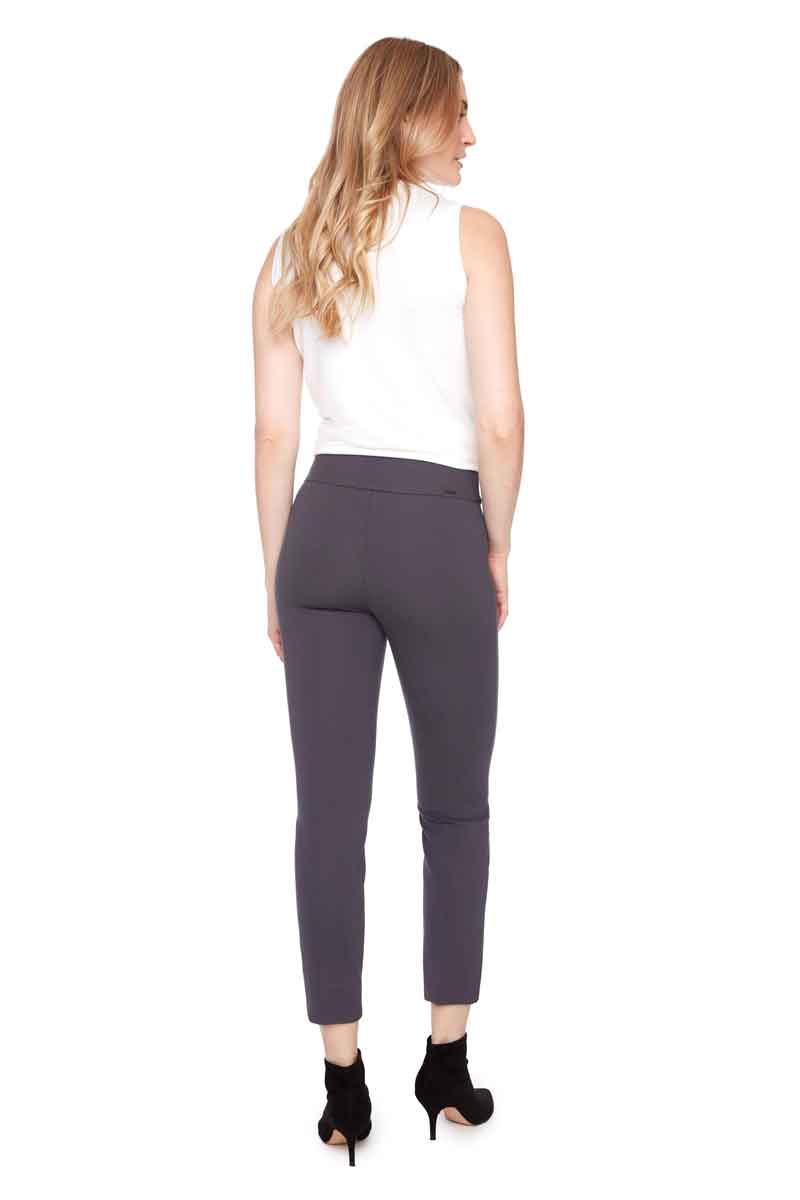 Up! Solid Petal-Slit Compression Ankle Pant in Slate - Mildred Hoit