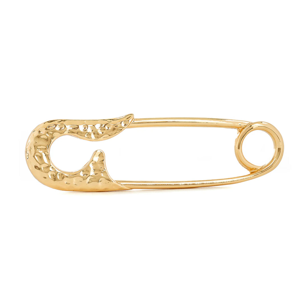 Kenneth Jay Lane Hammered Gold Safety Pin Brooch - Mildred Hoit