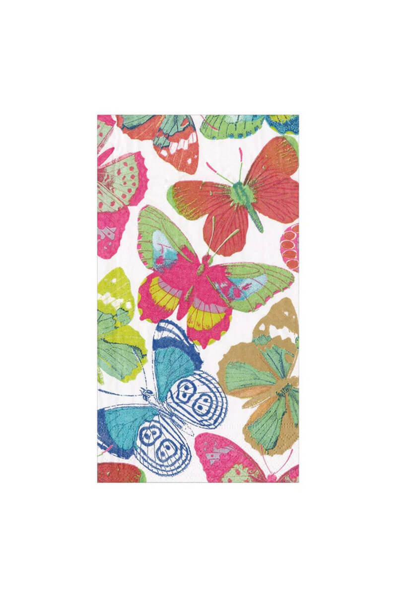 Caspari Butterflies Bright Guest Towel Napkins - Mildred Hoit