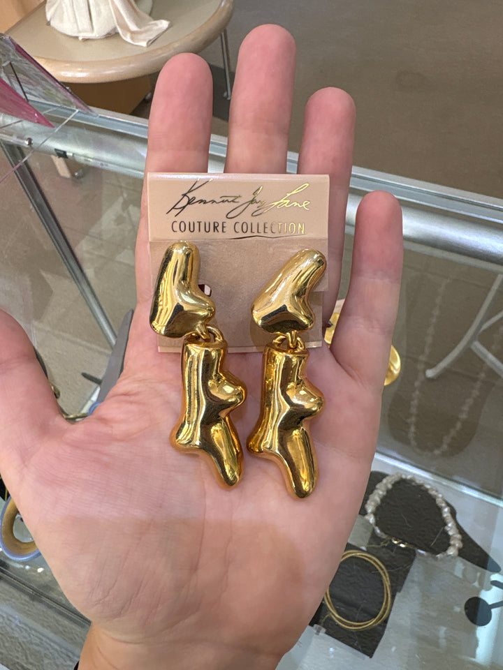 Kenneth Jay Lane Polished Gold Branch Earring - Mildred Hoit
