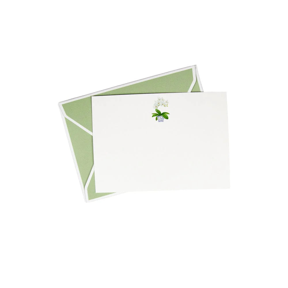 Caspari White Orchid Correspondence Cards - Mildred Hoit