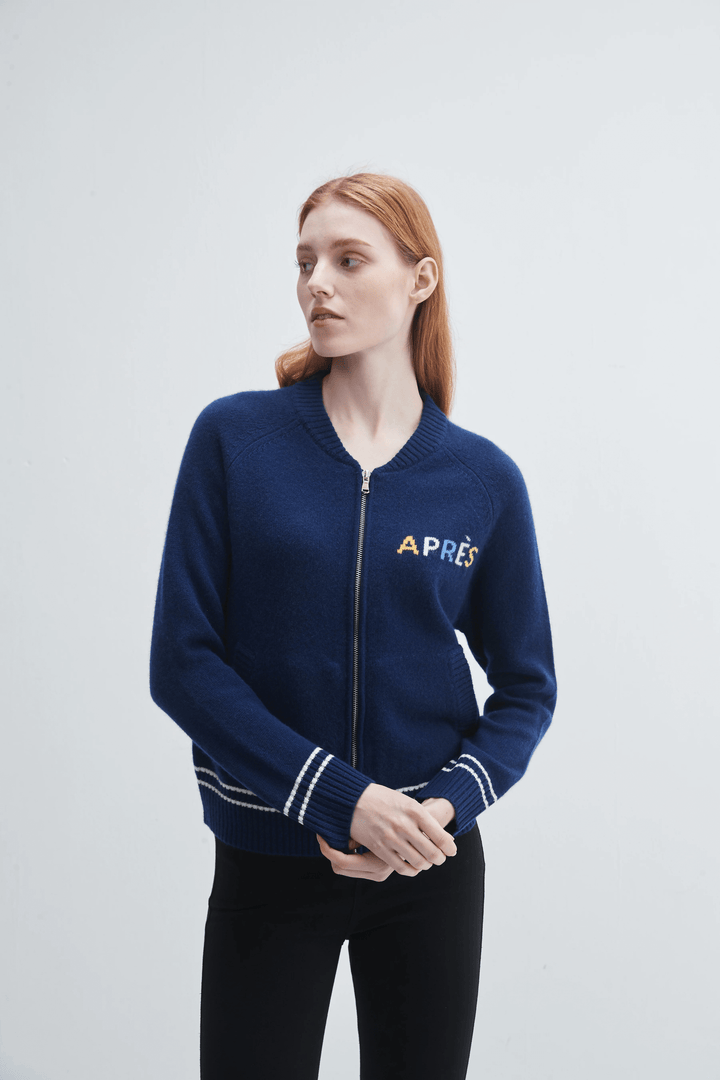 Apres Full Zip Navy Sweater - Mildred Hoit
