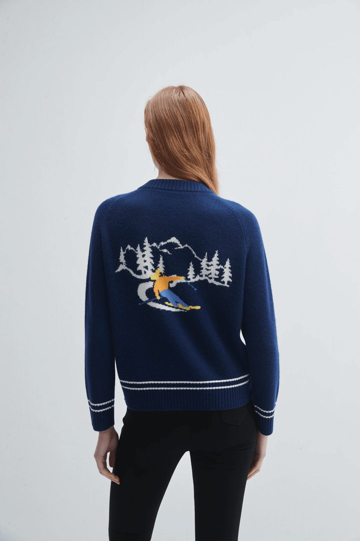 Apres Full Zip Navy Sweater - Mildred Hoit