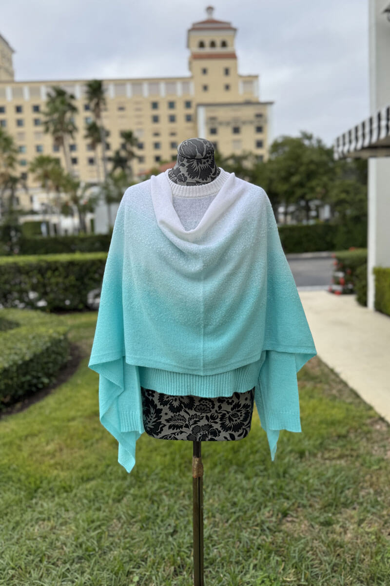 Alashan Cashmere Dip Dye Topper in Teal - Mildred Hoit