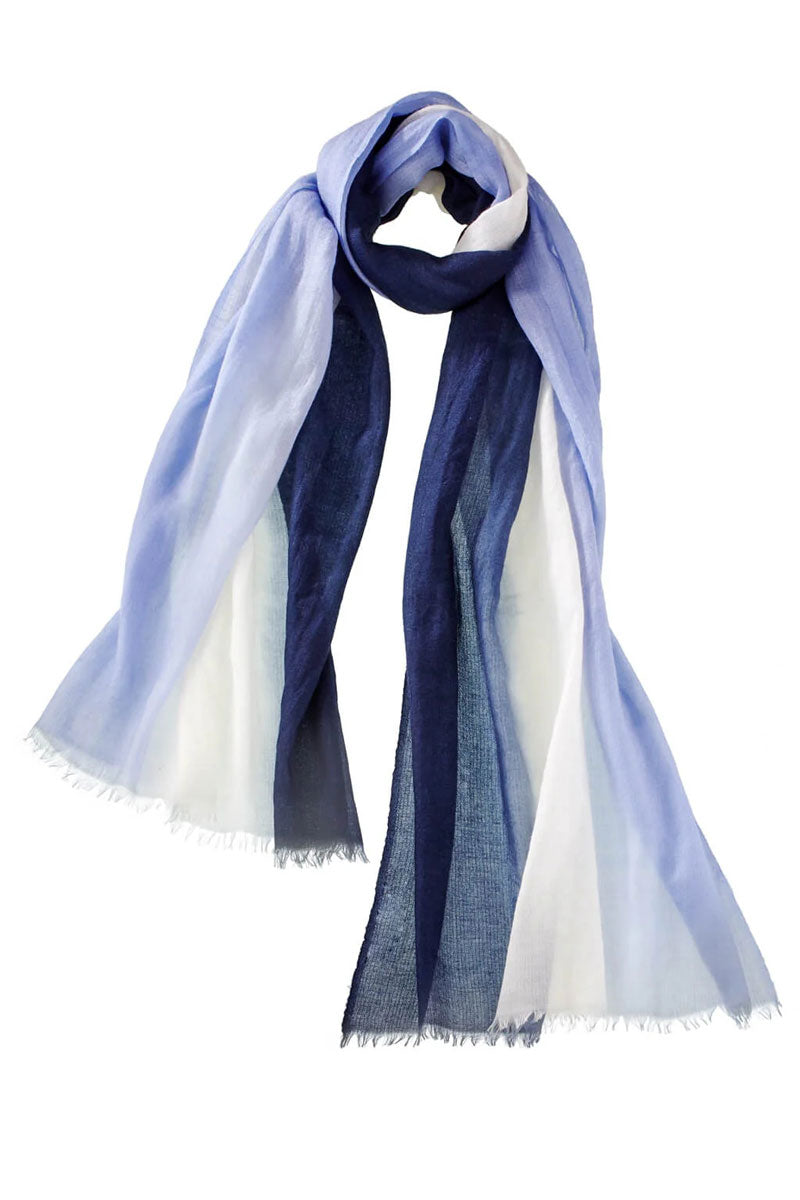 Ombre Featherweight Scarf in Bayberry and Navy available at Mildred Hoit.