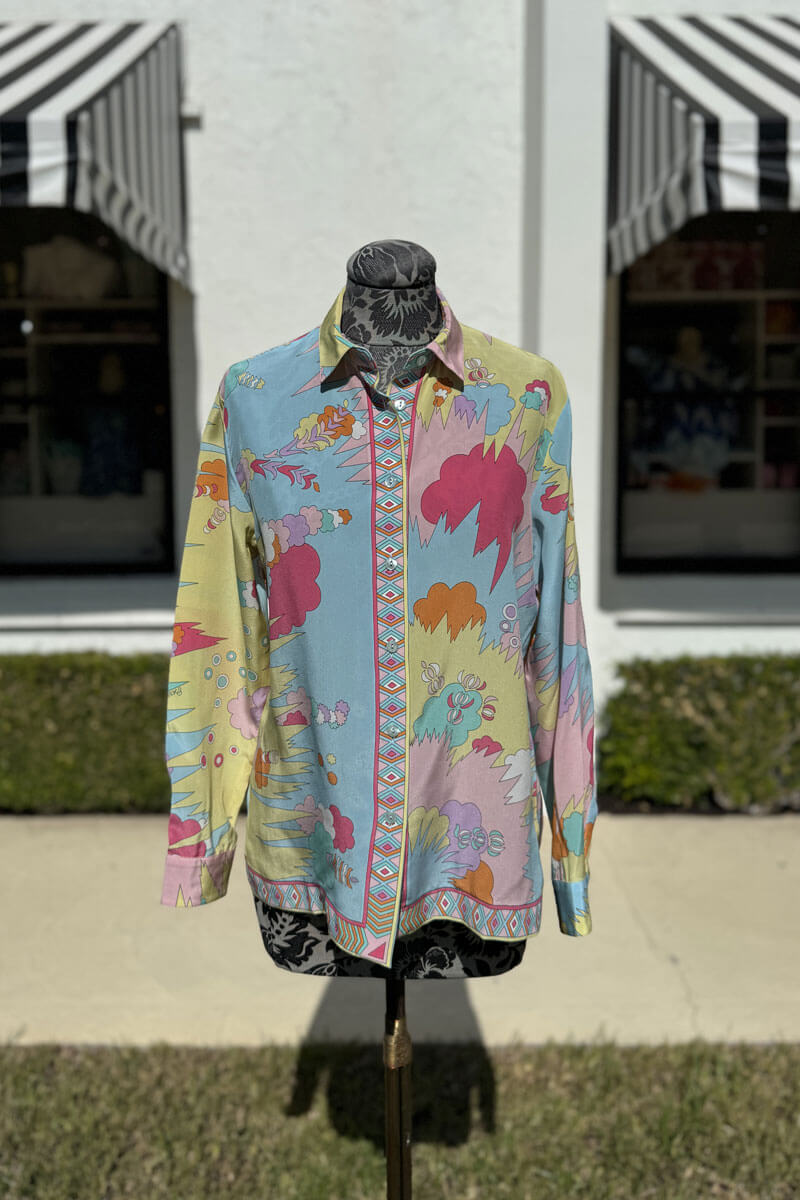 Averardo Bessi Silk Button Down Blouse in Drop 006 - Mildred Hoit