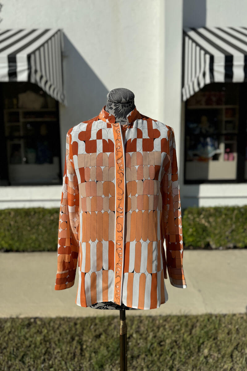 Averardo Bessi Mandarin Collar Silk Blouse in Piccolo 026 - Mildred Hoit