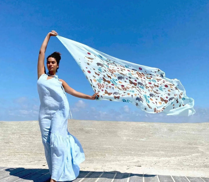 Jungle Dance Blue Scarf - Mildred Hoit