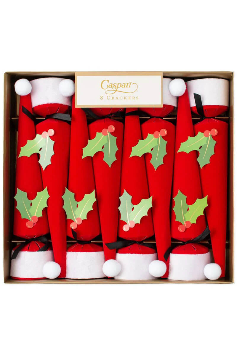 Caspari Velvet Santa Hat Christmas Crackers - Mildred Hoit