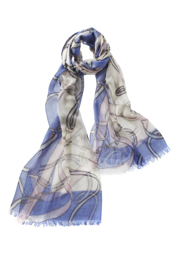 Cavallo Cashmere Printed Shawl - Periwinkle available at Mildred Hoit in Palm Beach.