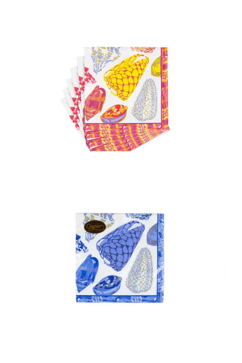 Caspari Coquillage Boxed Cocktail Napkins - Mildred Hoit