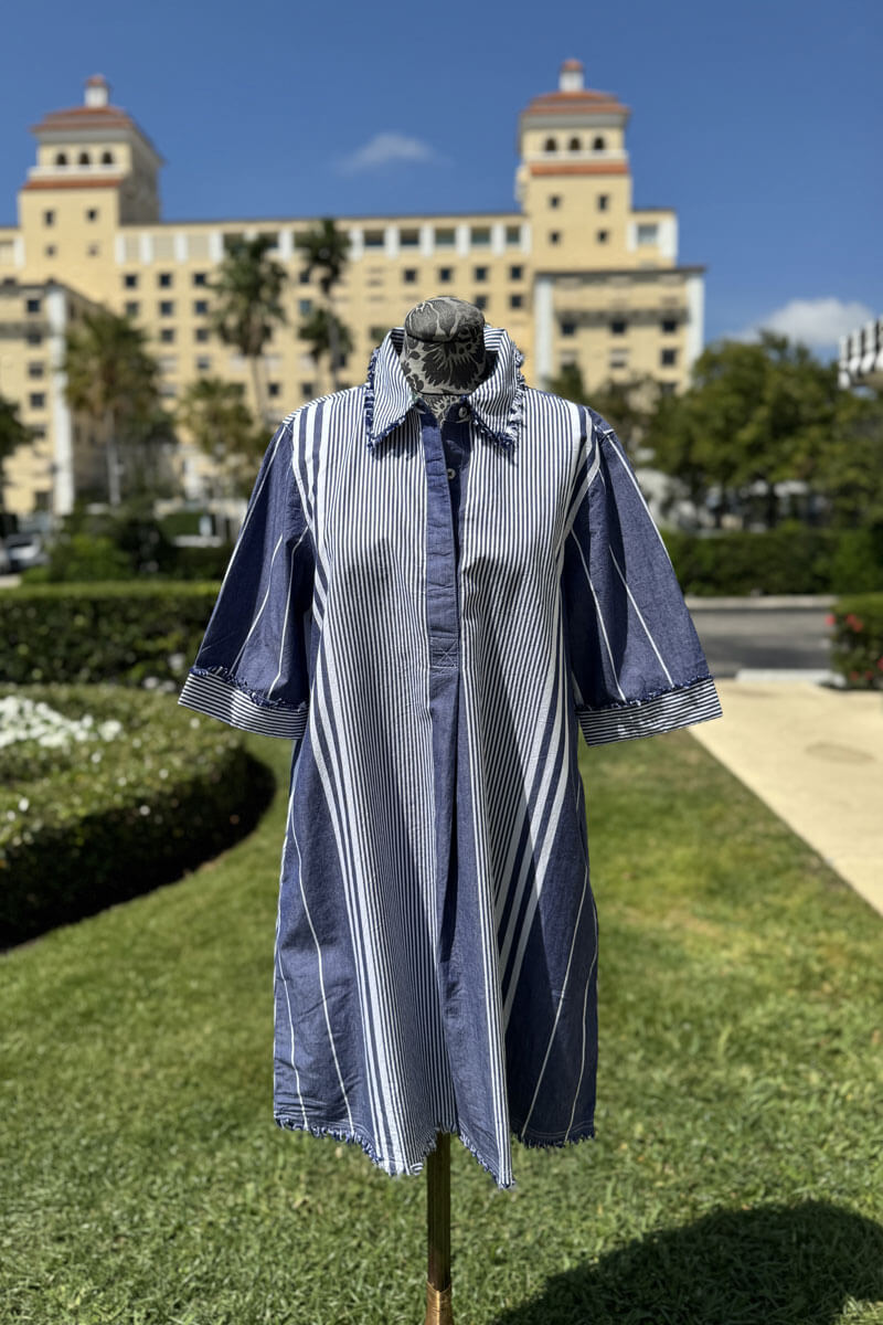 Navy and White Striped Dress - Mildred Hoit