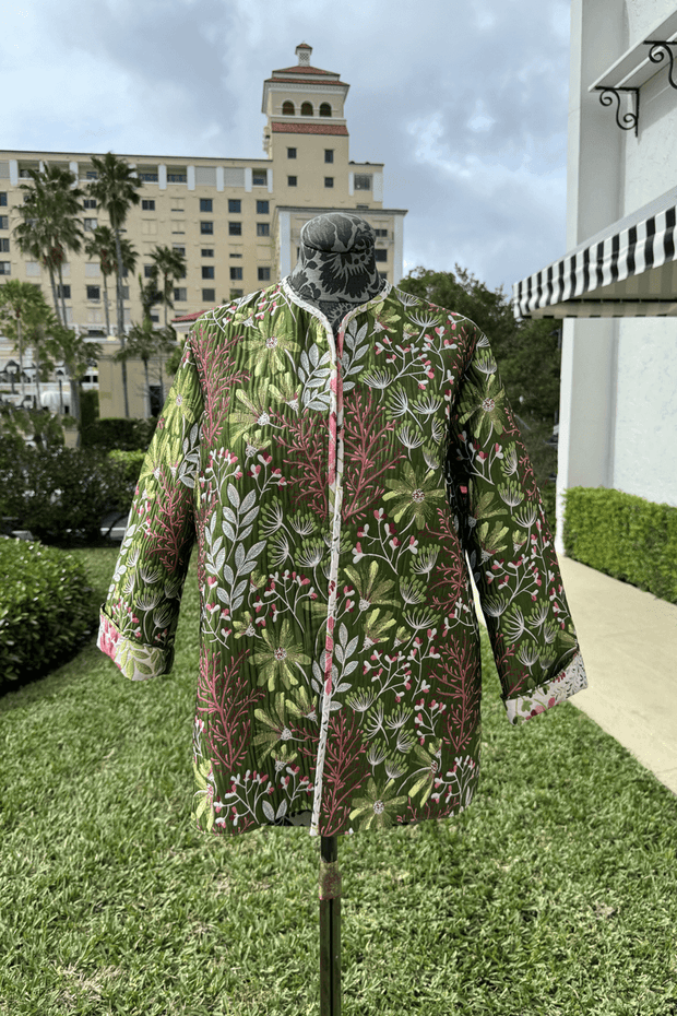 Emmelle Floral Textured Long Sleeve Jacket available at Mildred Hoit in Palm Beach.